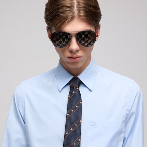 Midnight Blue And Red Silk Bee Web Tie - Midnight Blue And Red Silk