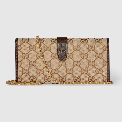 Gucci Jackie wallet on chain - sand and brown GG canvas