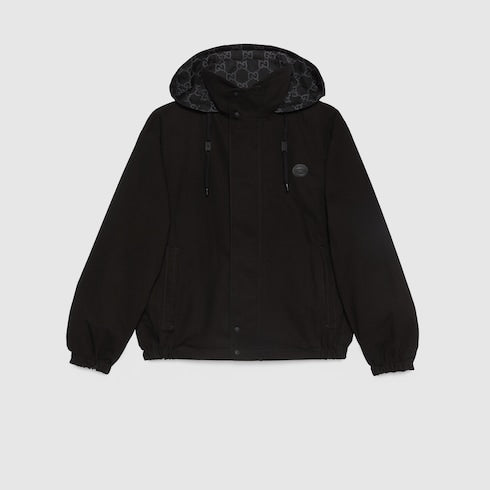 Reversible GG ripstop nylon jacket - black and grey