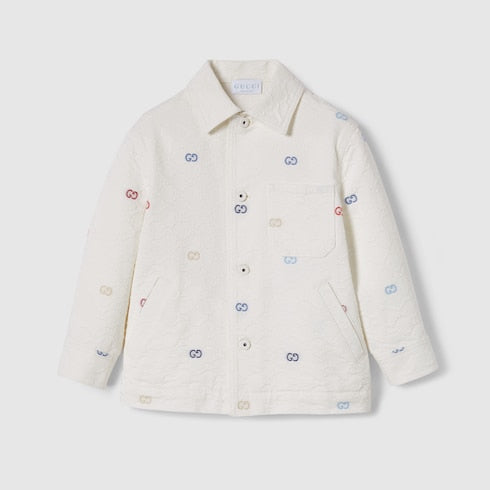 Children's GG cotton jacket - white and multicolor