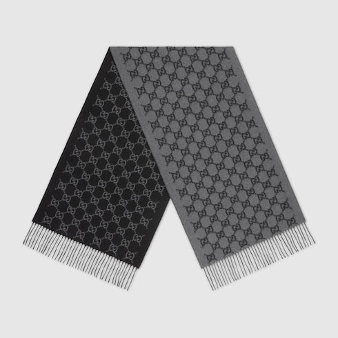 GG cashmere scarf - dark grey and black