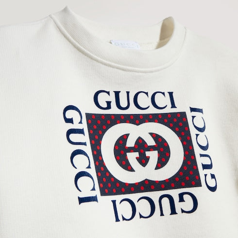 Children's cotton sweatshirt with print - white