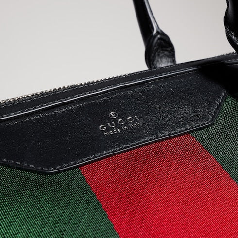 Mega Web Trademark large duffle bag - black leather