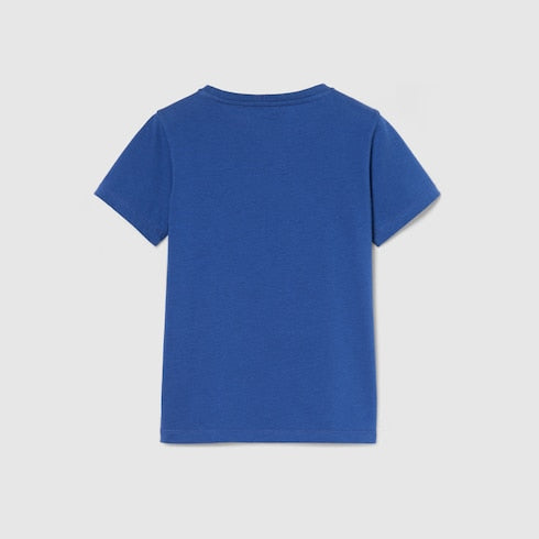 Children's cotton T-shirt with print - blue