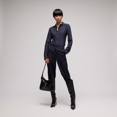 Silk poplin shirt - dark blue