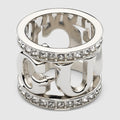 Gucci logo carré ring with crystals - silver-toned