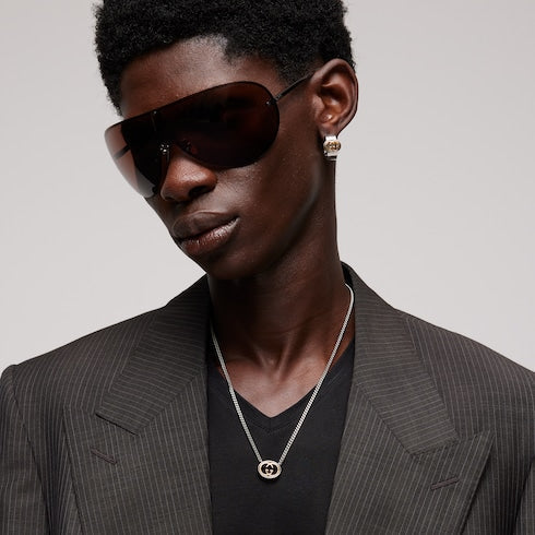 Gucci Interlocking pendant chain necklace - palladium-toned brass