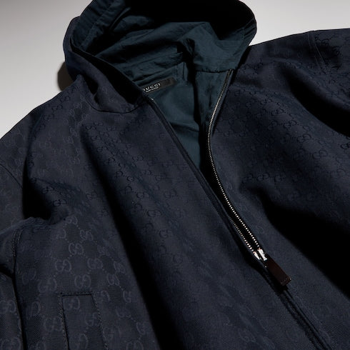 GG cotton canvas zip jacket - dark blue