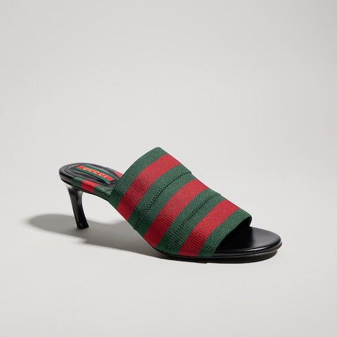 Women's mule sandal with Web - green and red nylon