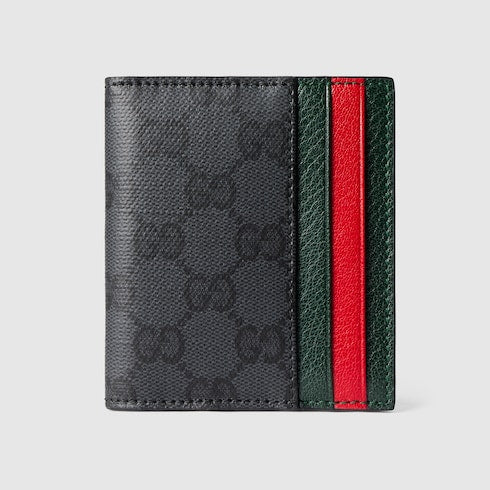Bi-fold wallet with Web card slots - black GG canvas