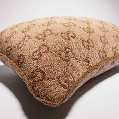 GG cotton rectangular cushion - beige and camel GG cotton