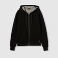 Printed jersey zip sweatshirt - black