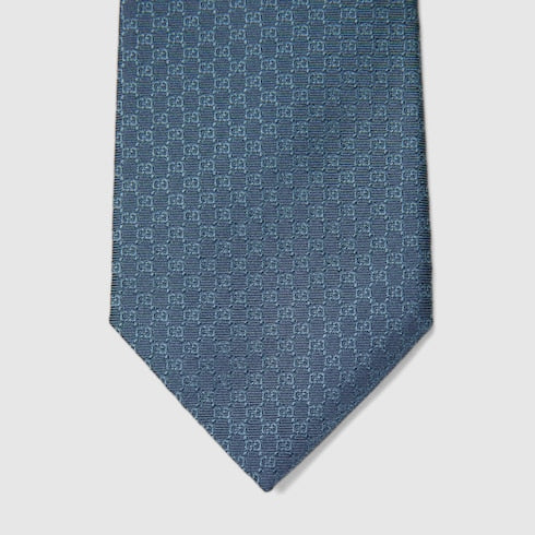 GG silk jacquard tie - blue