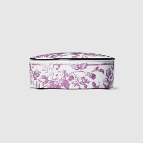 Gucci Flora Sketch print round box - white and purple porcelain