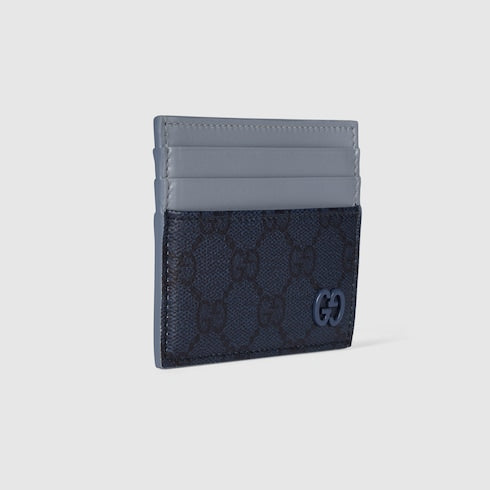 Dusty blue trim GG card case - dark blue GG Supreme