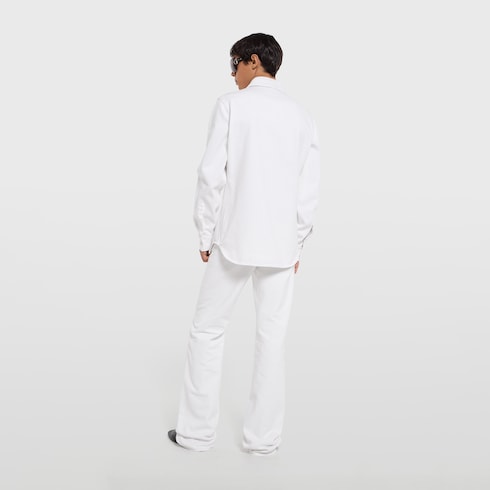 Washed certified cotton denim shirt - white