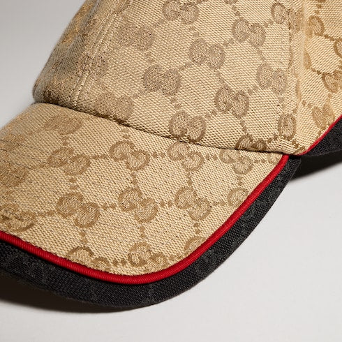 GG cotton canvas baseball hat - sand and black