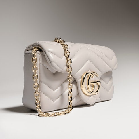 GG Marmont mini shoulder bag - light grey leather