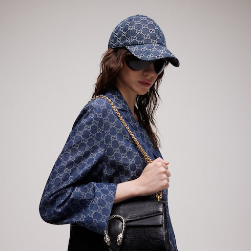 GG cotton denim baseball hat - blue