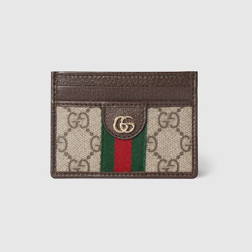 Ophidia card case - beige and brown GG Supreme