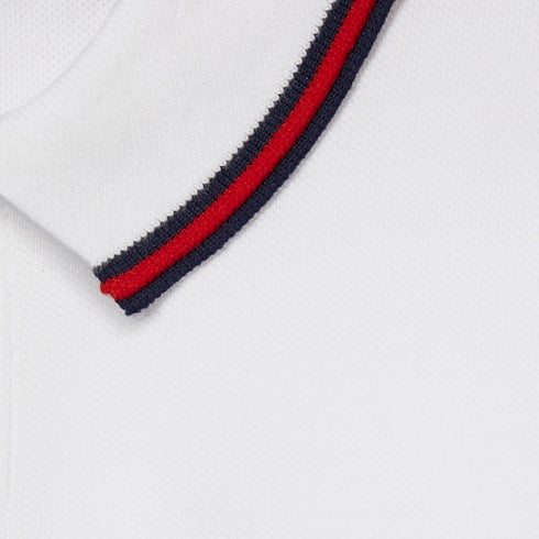 Children's cotton polo top with Web - white