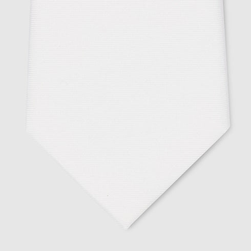Web silk jacquard tie - white