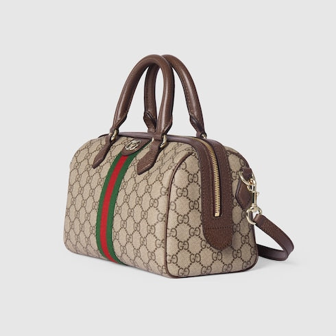 Ophidia medium boston bag - beige and brown GG fabric