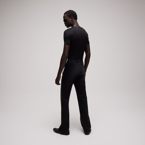 Stretch cotton denim pants - black