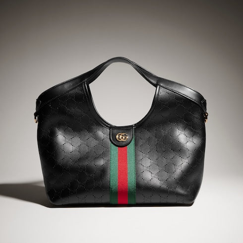 Gucci Giglio small tote bag - black GG leather