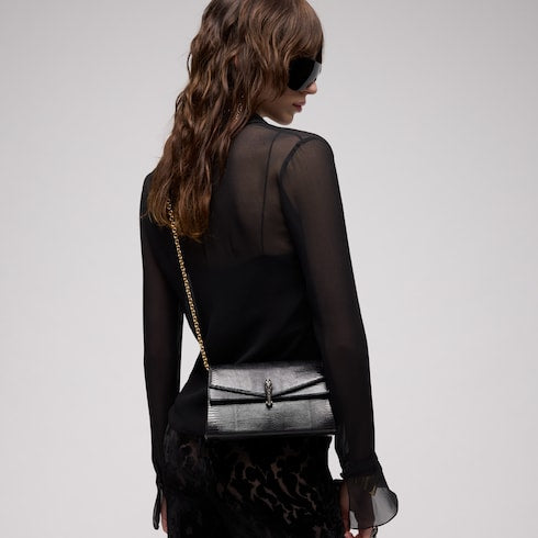 Dionysus lizard small shoulder bag - black