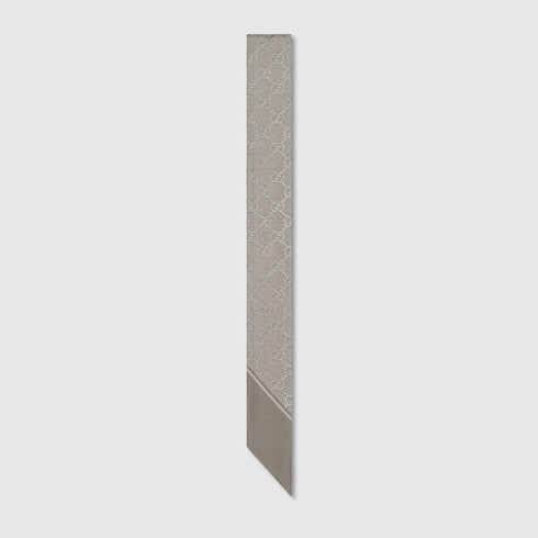 Printed silk ribbon - light grey