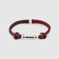 Braided bracelet with piston detail - green and red cord