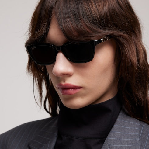 Rectangular-frame sunglasses - black