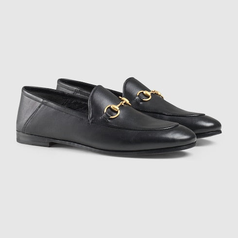 Black Leather Foldable Slim Horsebit Loafer