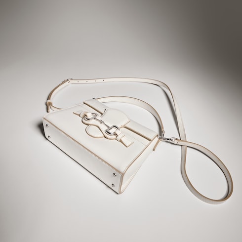 Horsebit Duomo small top handle bag - white leather
