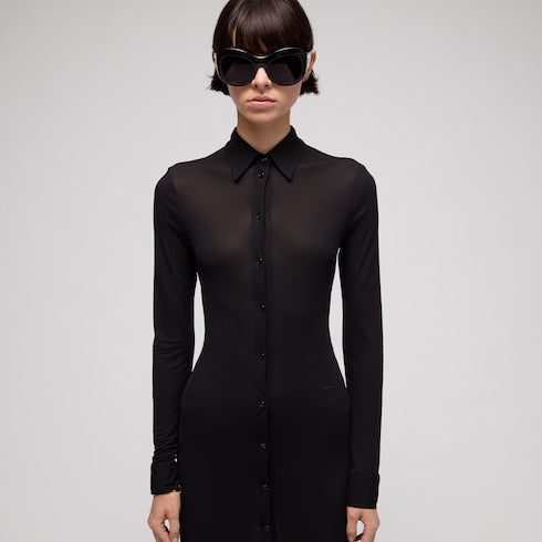 Viscose crêpe jersey dress - black