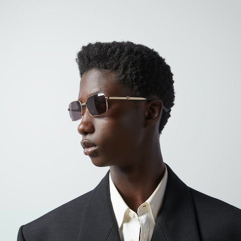 Rectangular-frame sunglasses - yellow gold-toned metal