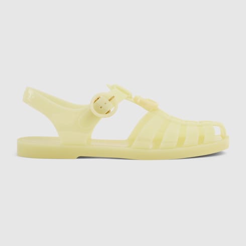 Women's sandal with Double G - yellow rubber