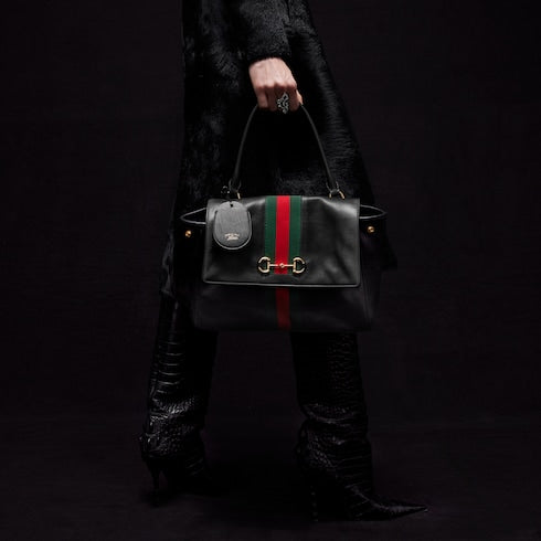 Paparazzo medium top handle bag - black leather
