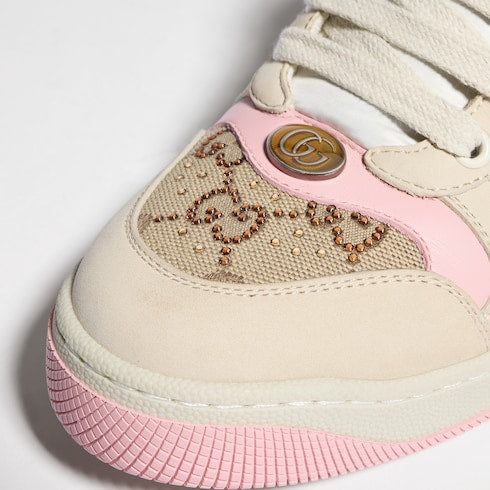 Women's GG crystal Screener sneaker - beige and dark brown GG canvas