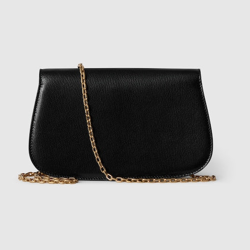 Bamboo clutch - black leather