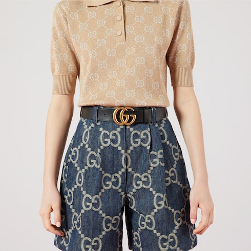 GG Marmont reversible belt - black leather