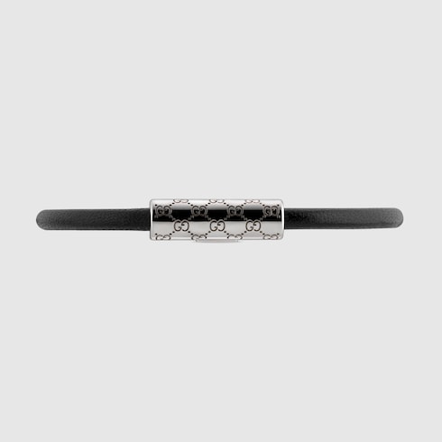 Bracelet with GG detail - black leather
