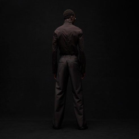 Cotton poplin shirt - dark brown