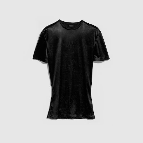 Stretch satin jersey T-shirt - black