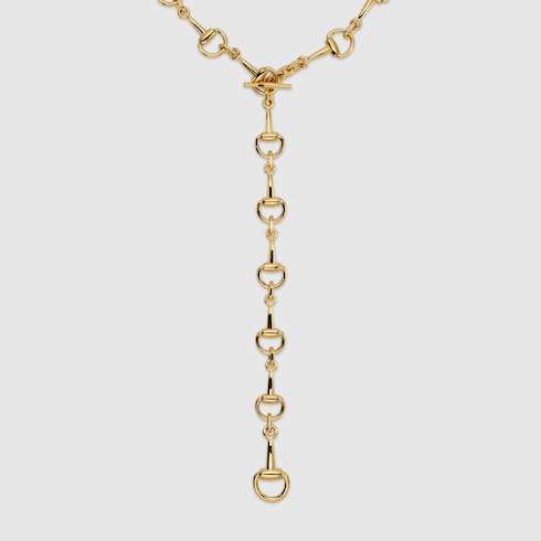 Horsebit lariat necklace - gold-toned brass