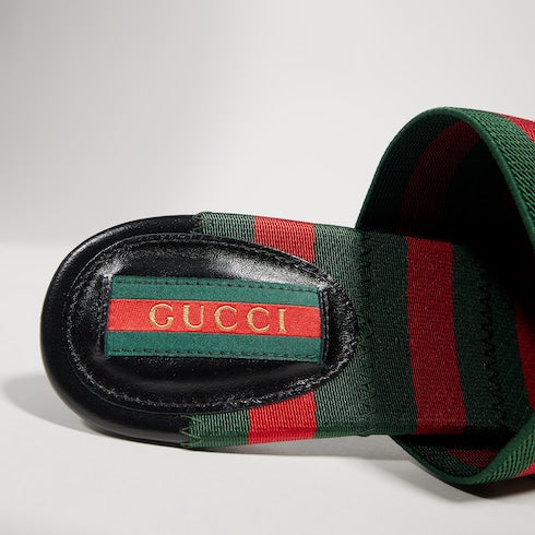 Women's mule sandal with Web - green and red nylon