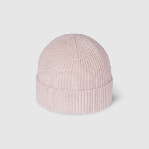 Cashmere hat with patch - light pink