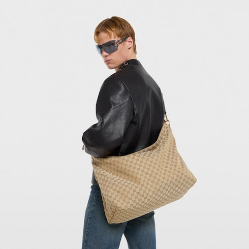 Brera large crossbody bag - sand and brown GG canvas