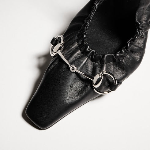 Women's Vittoria slingback pump with elastic - black soft nappa leather
